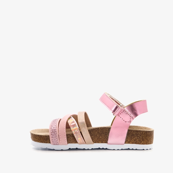 Meisjes bio sandalen met roze metallic details