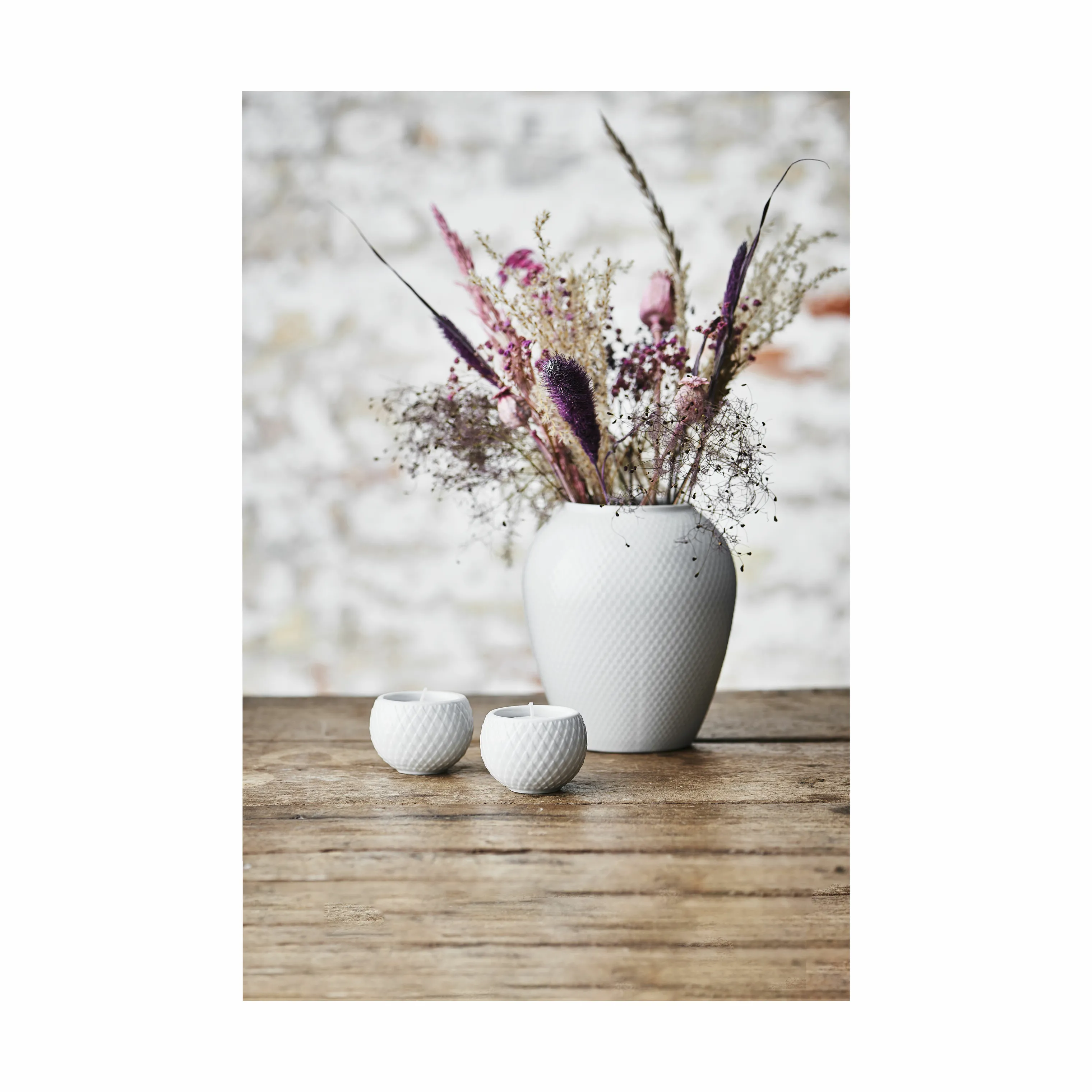 Lyngby Porcelæn Rhombe Fyrfadsstage - 2 stk.