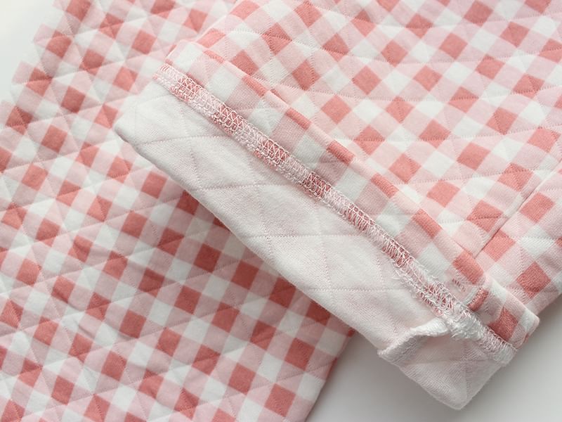 Dogini - Bijpassende pyjamaset voor koppels: effen gewatteerd overhemd met knoopjes + broek met middelhoge taille