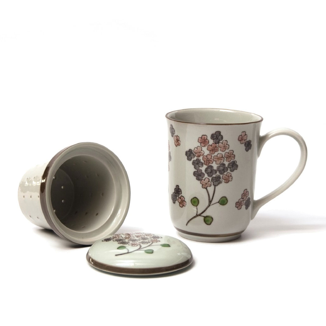Teetasse 'Blossom' mit Teesieb, weiß/multicolor, H 13,5 cm, Ø 8,5 cm zu 12,80
