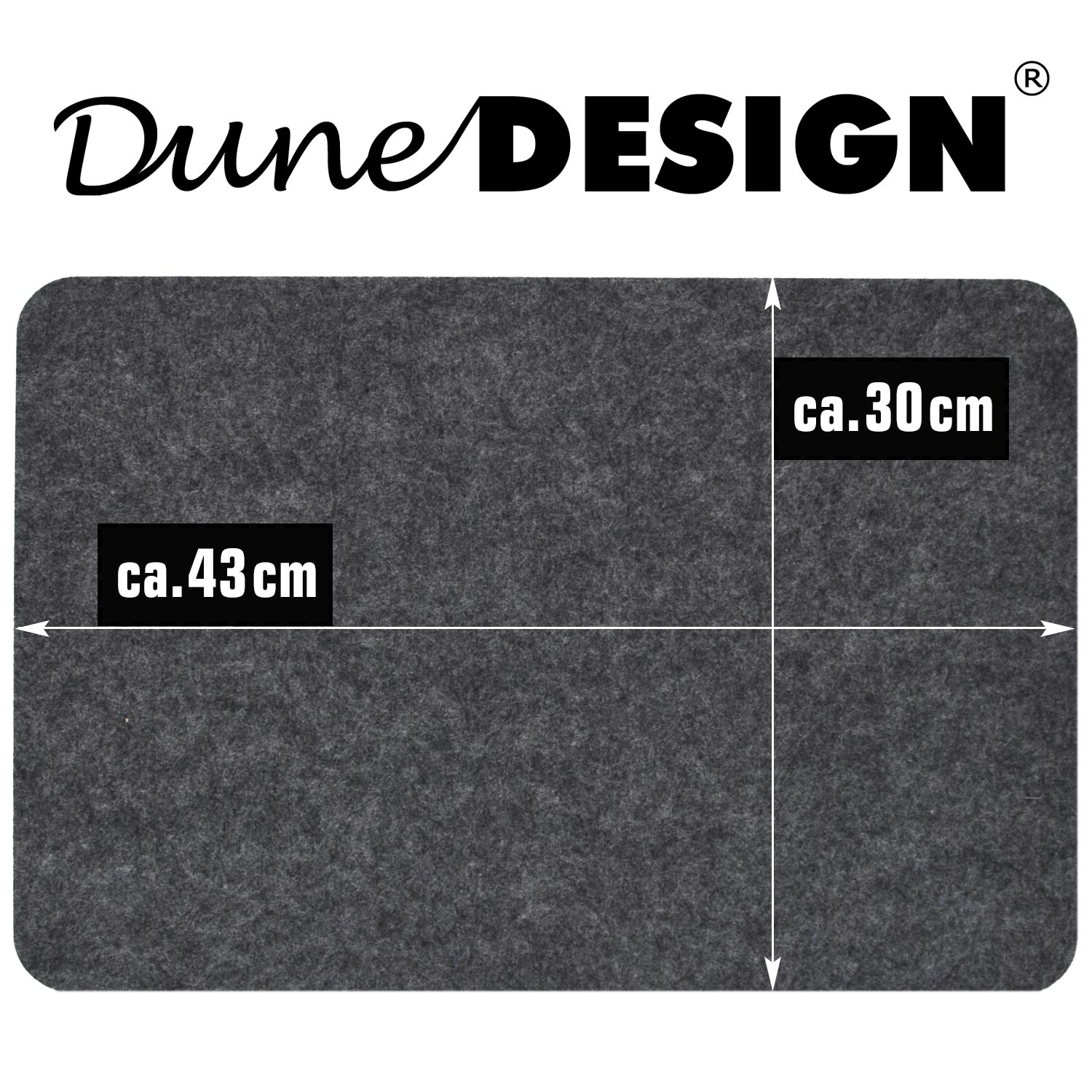 4 Extra-Dicke Filz Tischsets 43x30x0,5cm Edle Platzsets Tisch-Unterlage Grau
