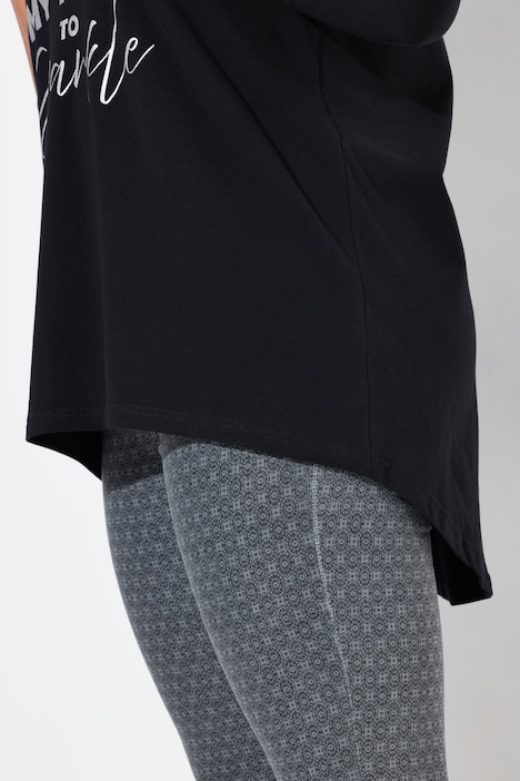 T-Shirt, A-Linie, Statement-Druck, 3/4-Ärmel