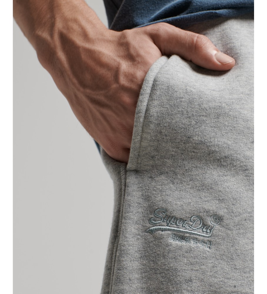 Calça jogger reta de algodão orgânico Superdry com logo vintage cinza