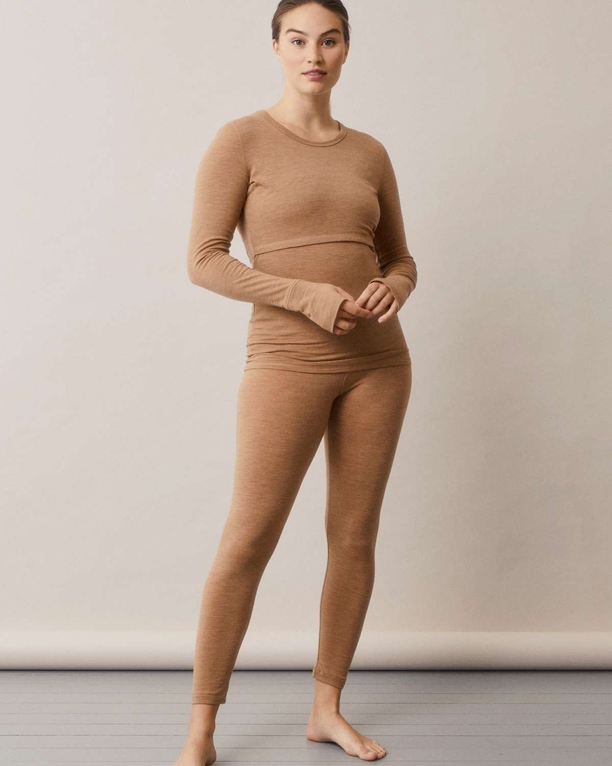 Gravidtights Ull – 95% Økologisk Merino – Sømløs front