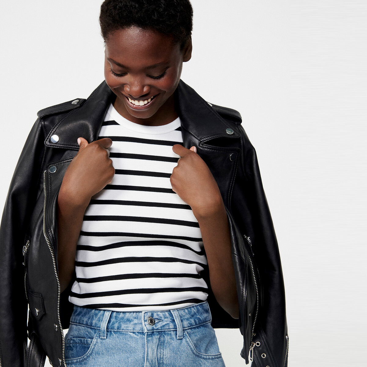 COLEÇÕES LA REDOUTE<br>Bikerjasje em leer, Assinatura THELMA