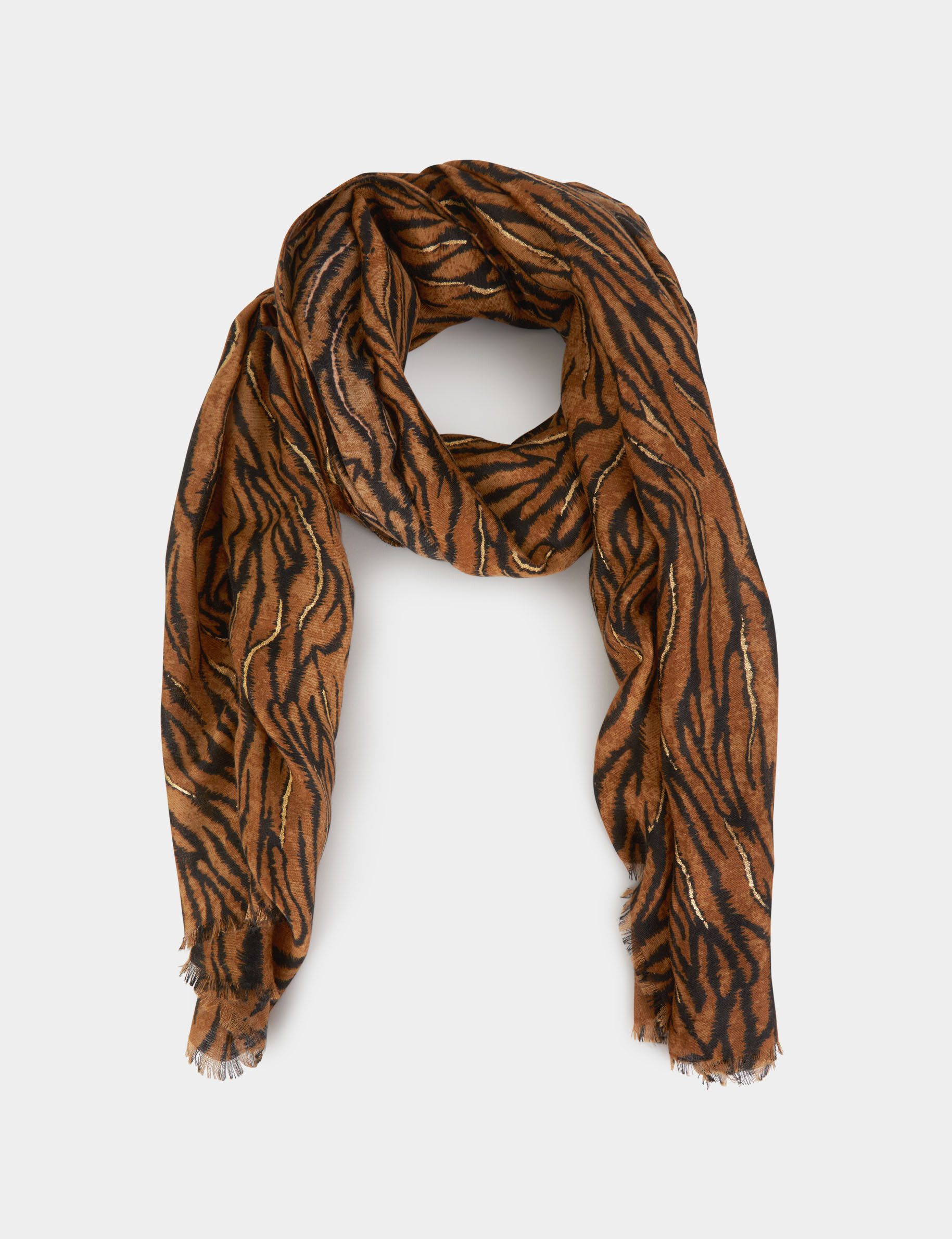 Foulard imprimé animalier marron femme - marron