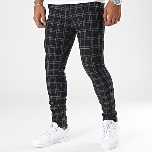 Pantalon A Carreaux Bleu Marine