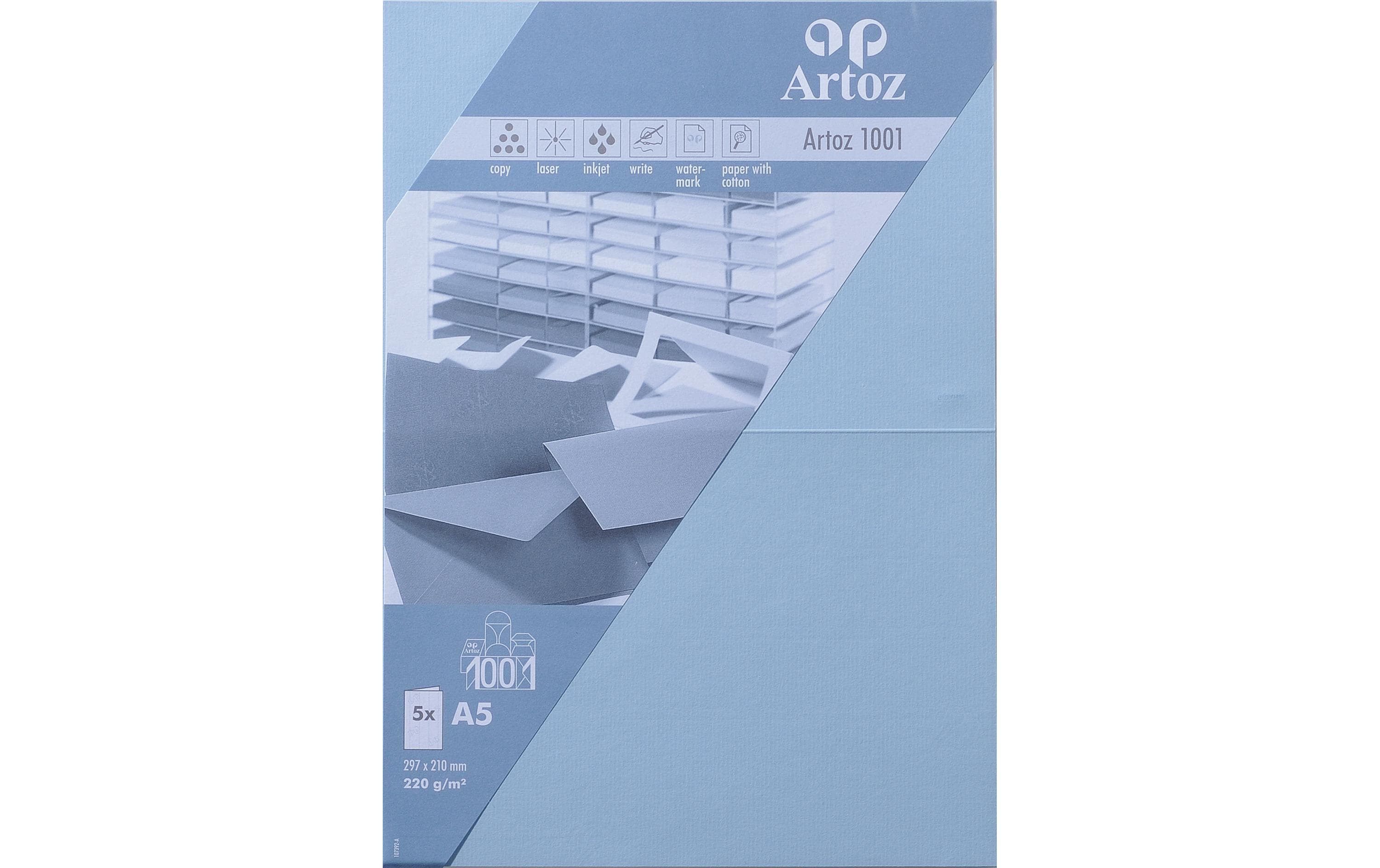 Blankokarte 1001, A5, 5 Blatt, PastellblauSchreibkarte im Format A5