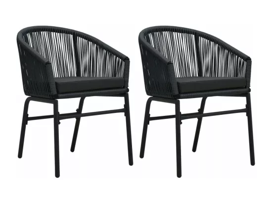 Chaises de jardin 2 pièces Noir Rotin PE
