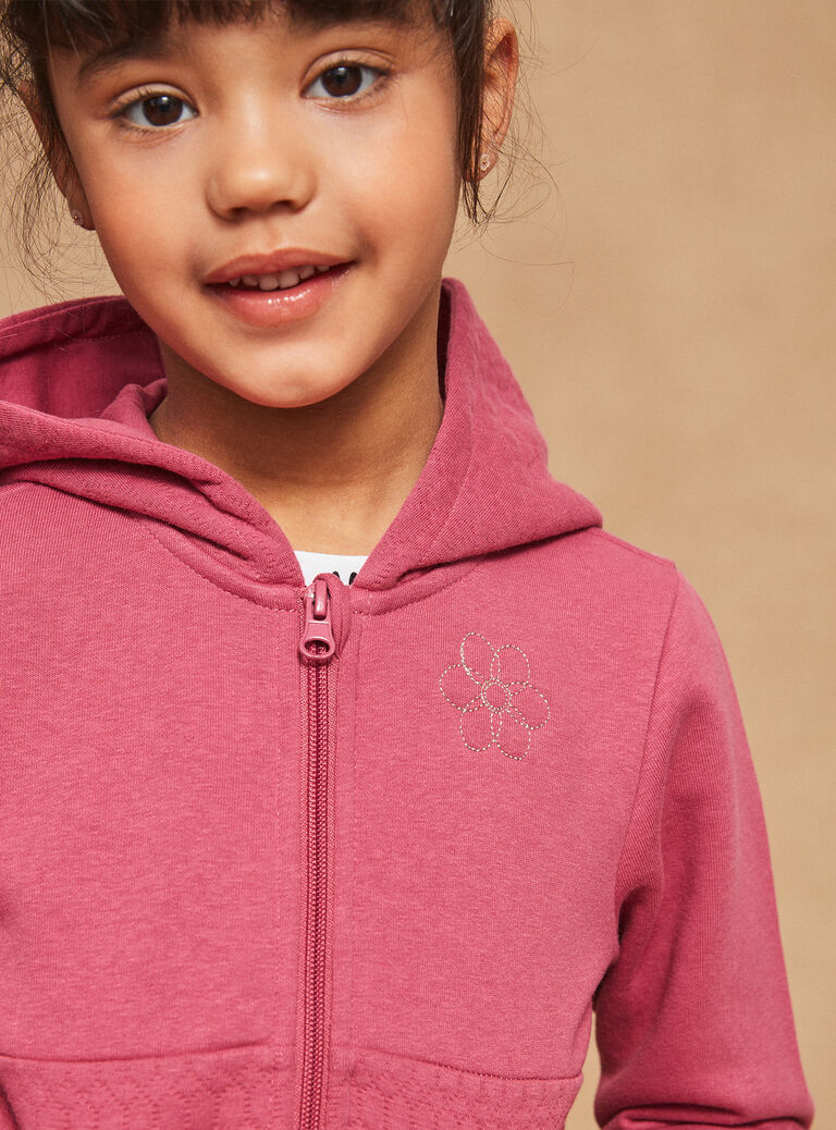 Sweat à capuche en molleton rose