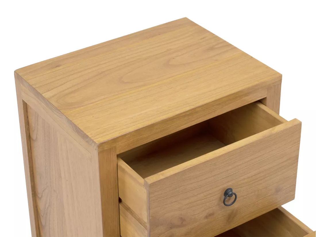 Lot de 2 tables de chevet 2 tiroirs - Bois de mindi - Naturel - PILABO