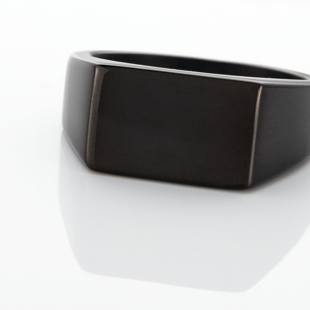 Chevalière Acier Noir Luciano