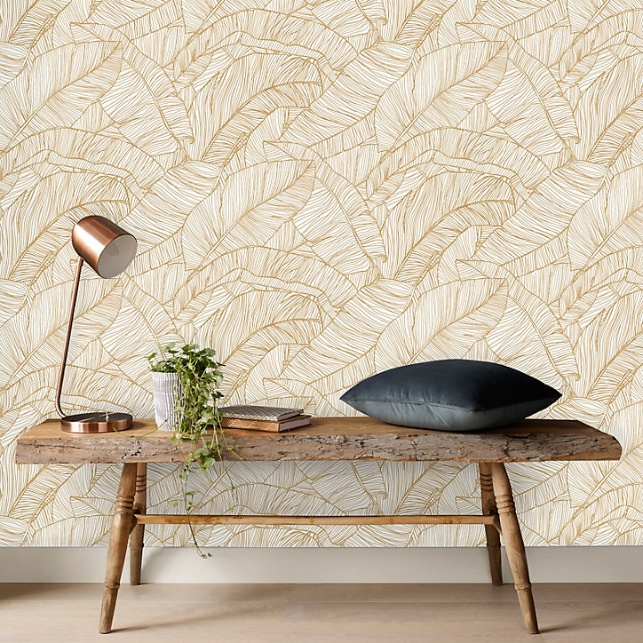 Papier peint Intissé Superfresco Easy feuillage exotique doré
