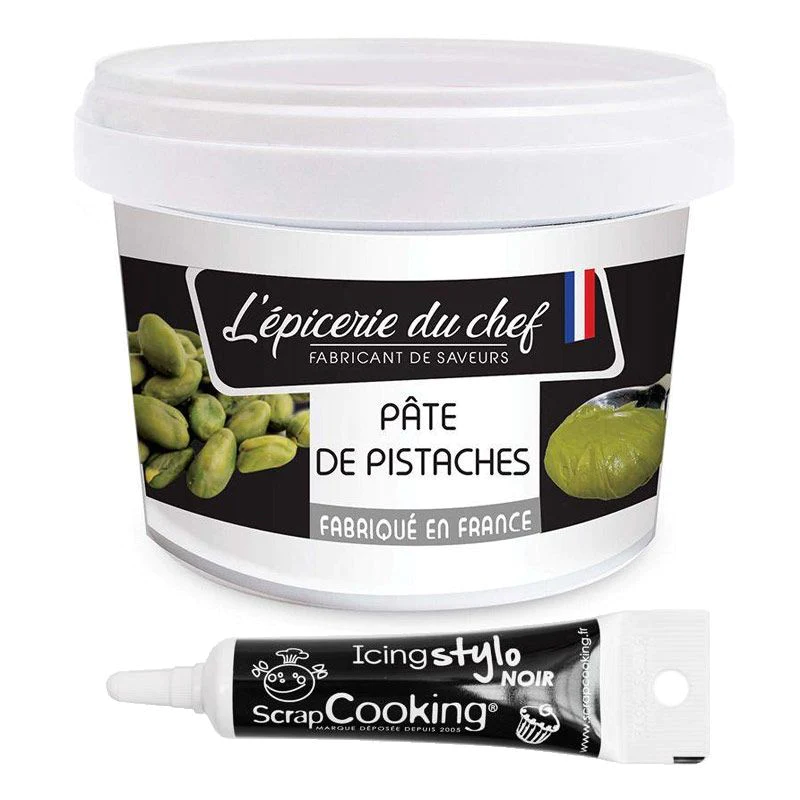 Pâte de pistaches 200 g + Stylo de glaçage noir Scrapcooking