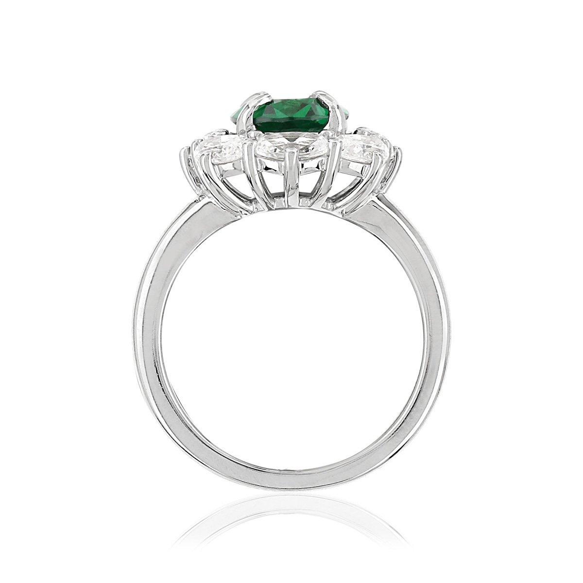 Bague argent 925 zirconias vert ovale et blancs