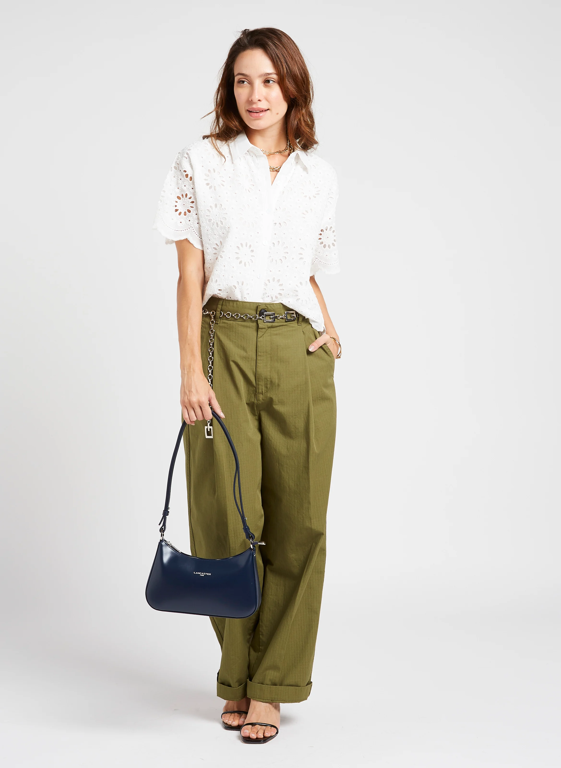 SUAVE ACE - Sac baguette en cuir lisse | Bleu