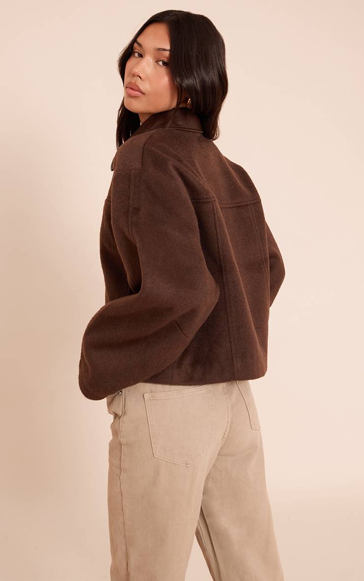 Chocolat Veste Zippée À Col En Synthétiquecuir