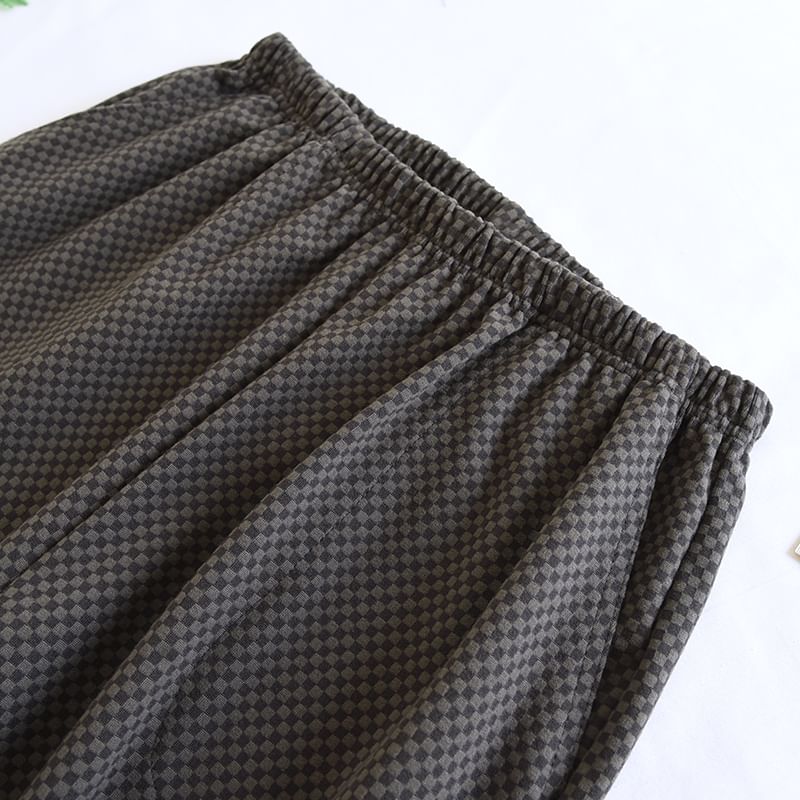 Dogini - Pyjamabroek met elastische taille en contrasterende ruitjesprint