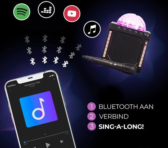 Denver Karaoke Set - Discolichten - Bluetooth - Incl. Microfoon - BTM618