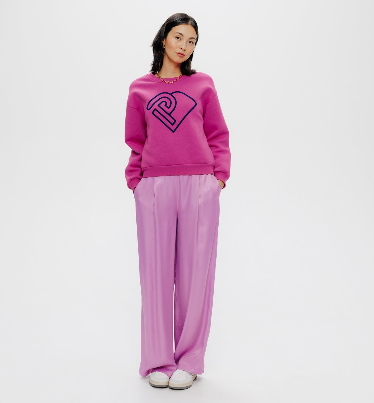 Sweat-shirt Femme logo Promod - Framboise