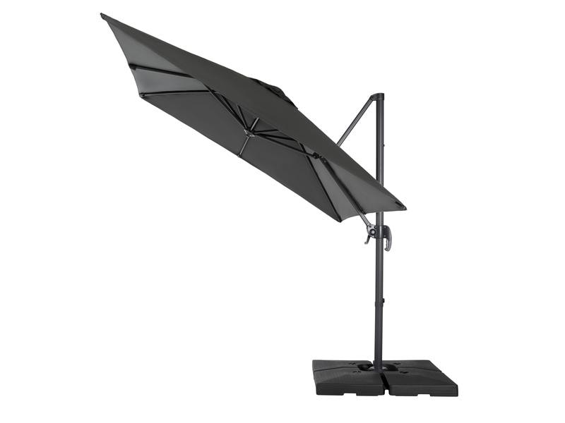 COCON Sonnenschirm Mini-Roma, 250 x 250 cm, hängend, Grau Eleganter Ampelschirm für heisse Sommertage
