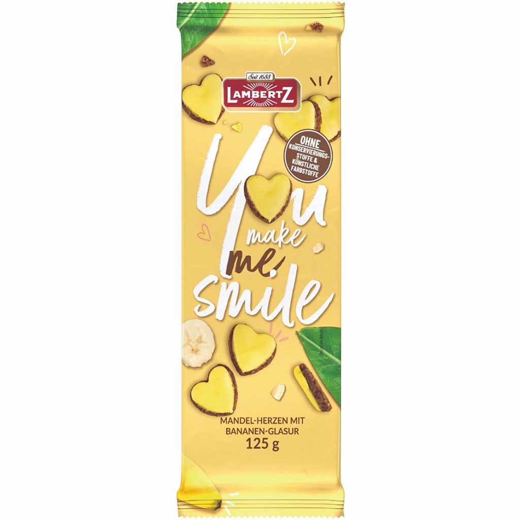 Lambertz Mandel-Herzen mit Bananen-Glasur 125g MHD:30.12.24