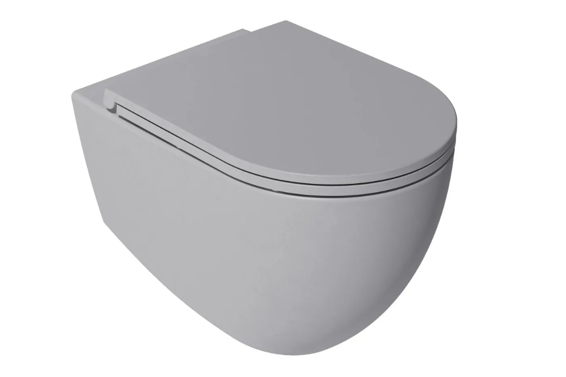 Isvea Durezza met Isvea Infinity randloos toilet grijs licht mat en softclose zitting
