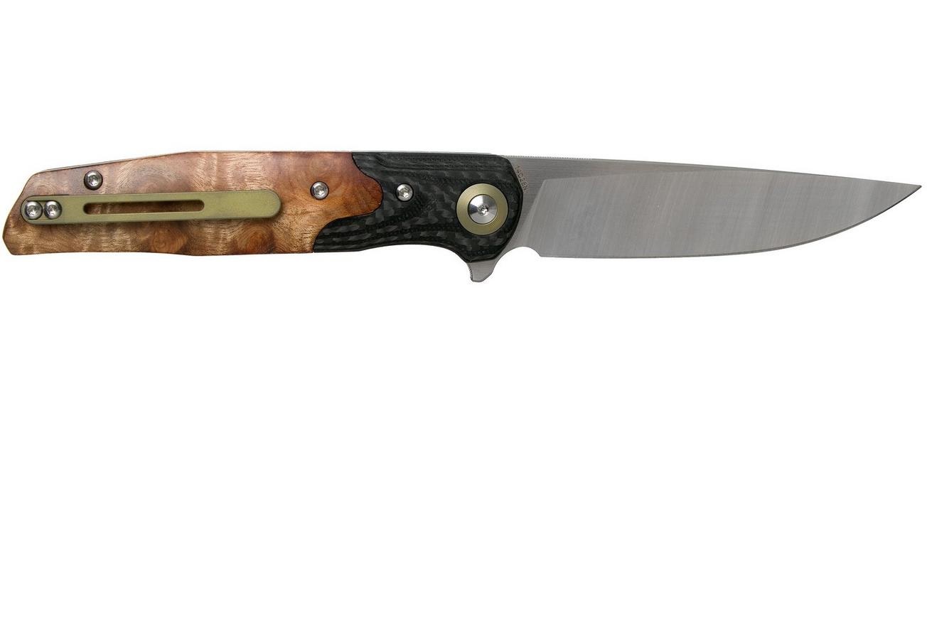 Bestech Ascot G10 & Carbonfiber met wortelhout BG19C Satin zakmes