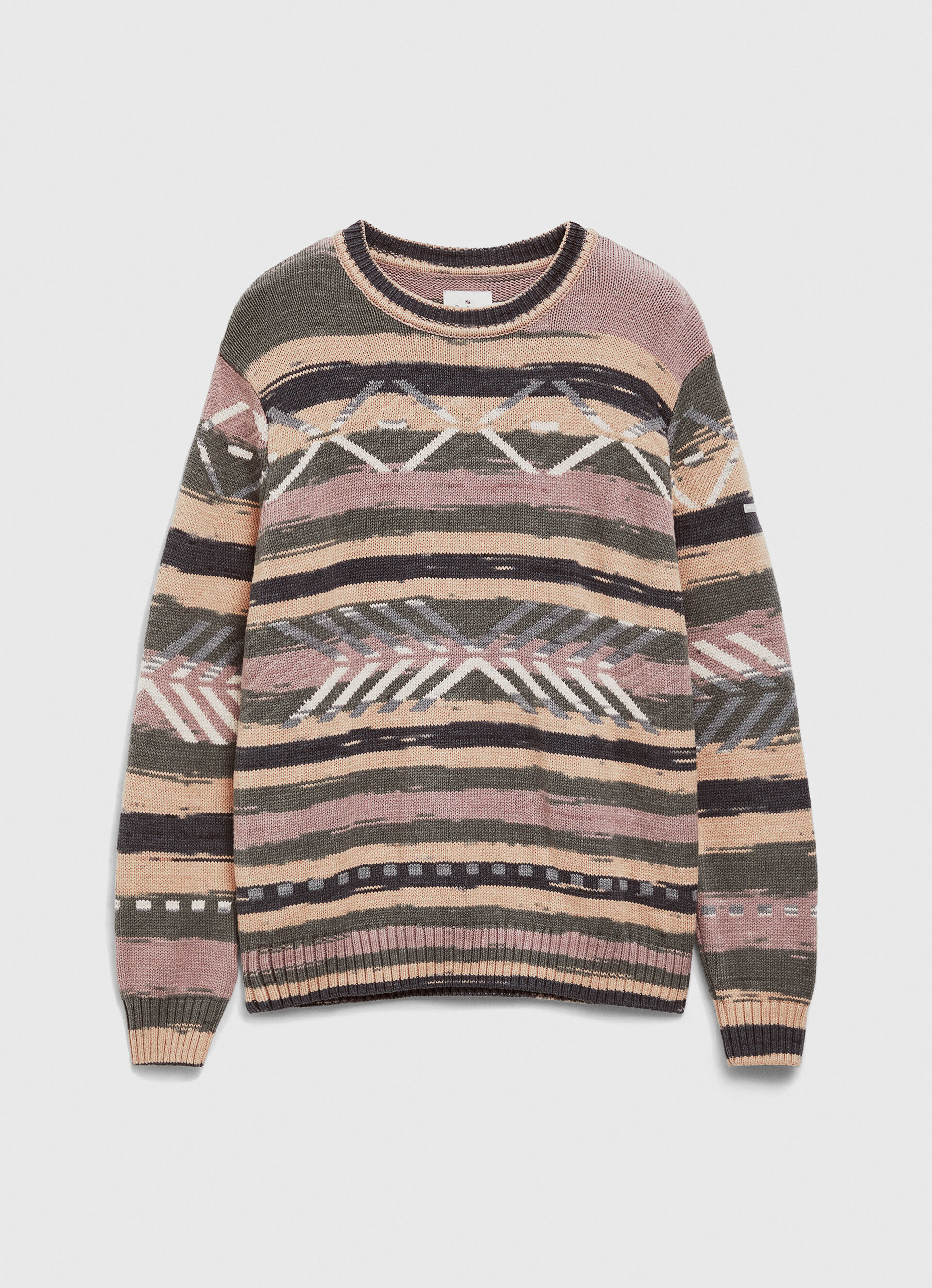 CAMISA LISTRADA DE GOLA REDONDA - multicolorida