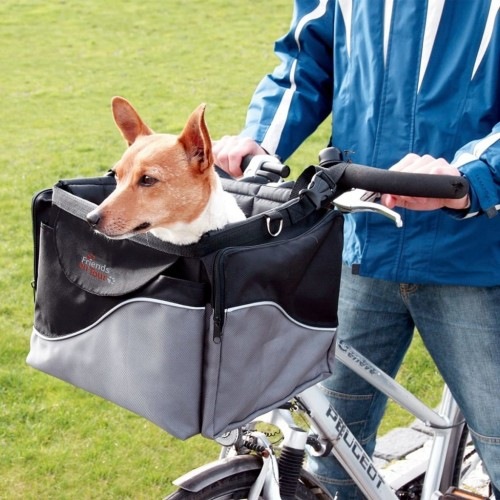 Cesta preta para bicicleta para animais de estimação