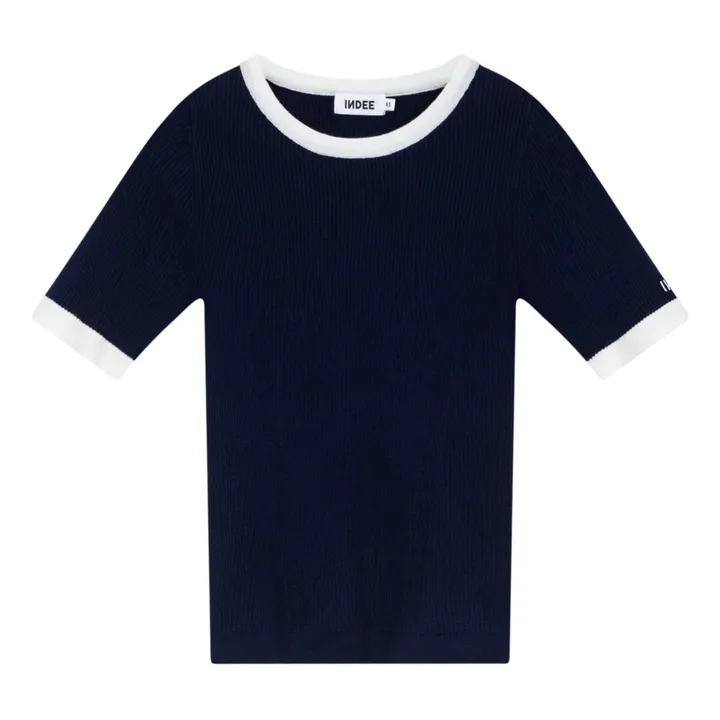 Indee T-shirt Pekin Maille Côtelée  | Bleu marine