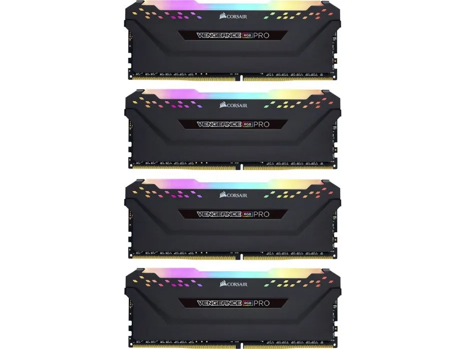 CORSAIR Vengeance RGB PRO - DDR4 - sæt - 32 GB: 4 x 8 GB - DIMM 288-PIN - 3200 MHz / PC4-25600 - CL14 - 1.35 V - ikke bufferet - ikke-ECC - sort