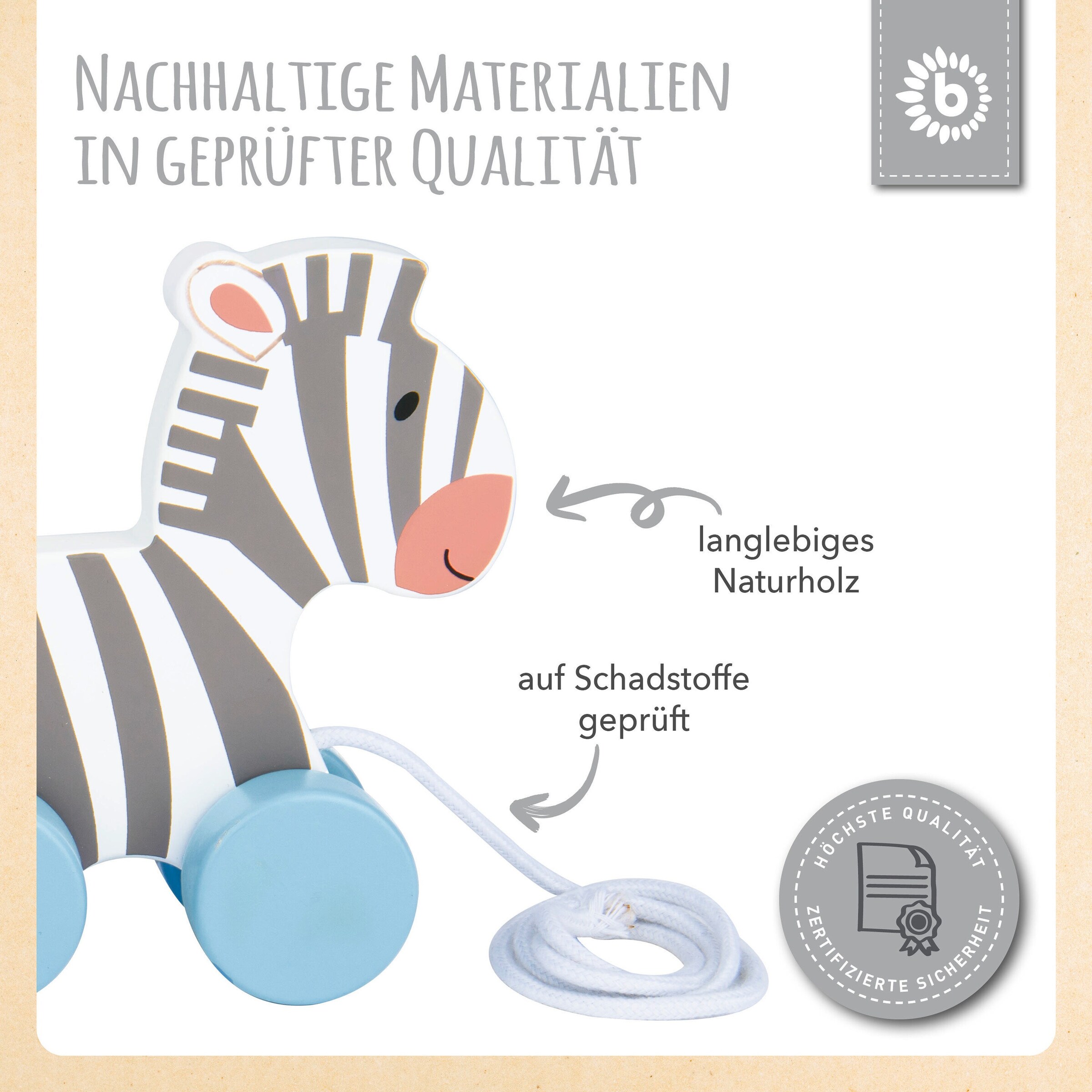 Bieco Nachziehspielzeug Zebra Clara und Lara - ab 12 Monate Mehrfarbig