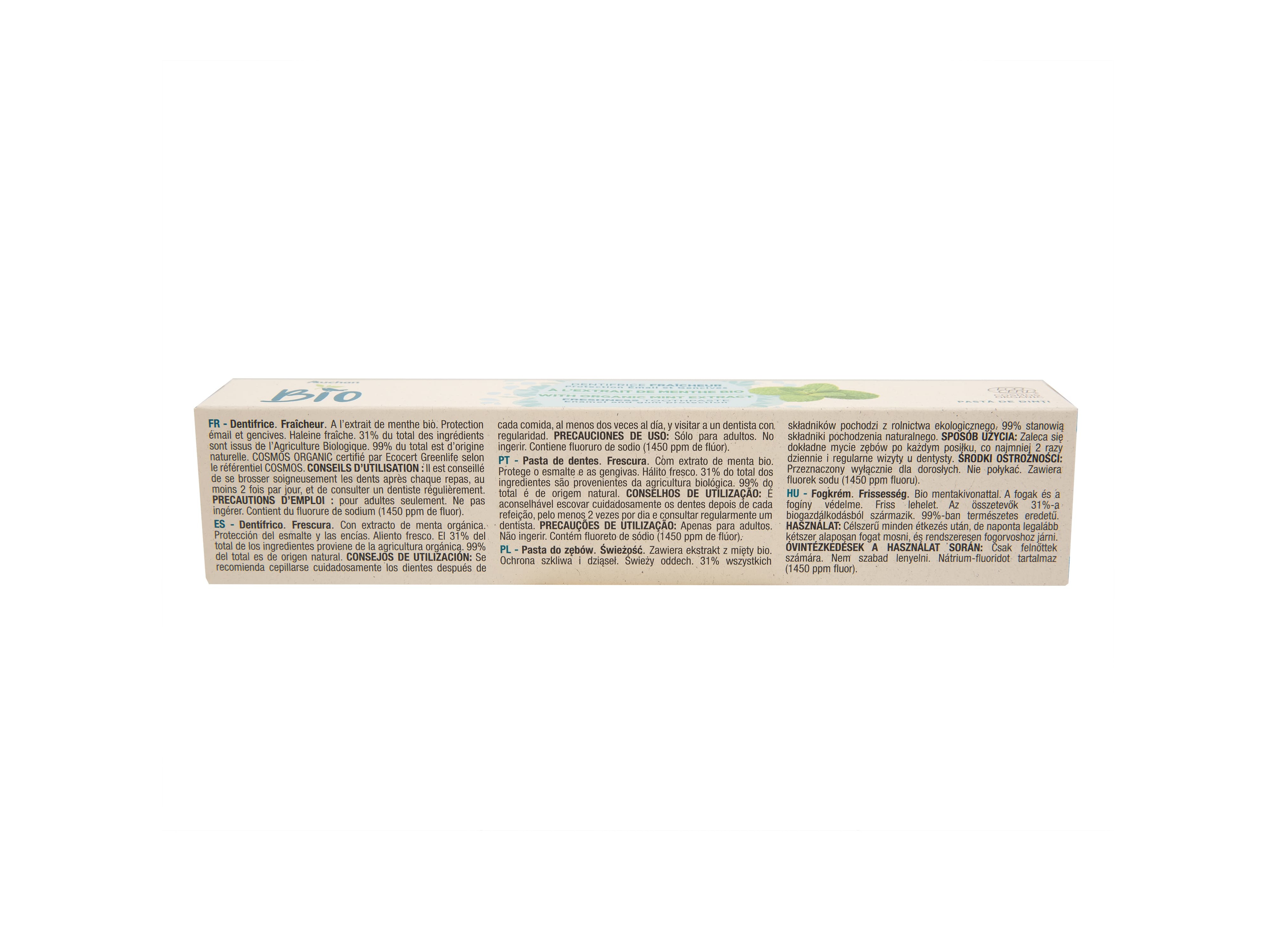 PASTA DENTÍFRICA AUCHAN BIO FRESCURA 75ML