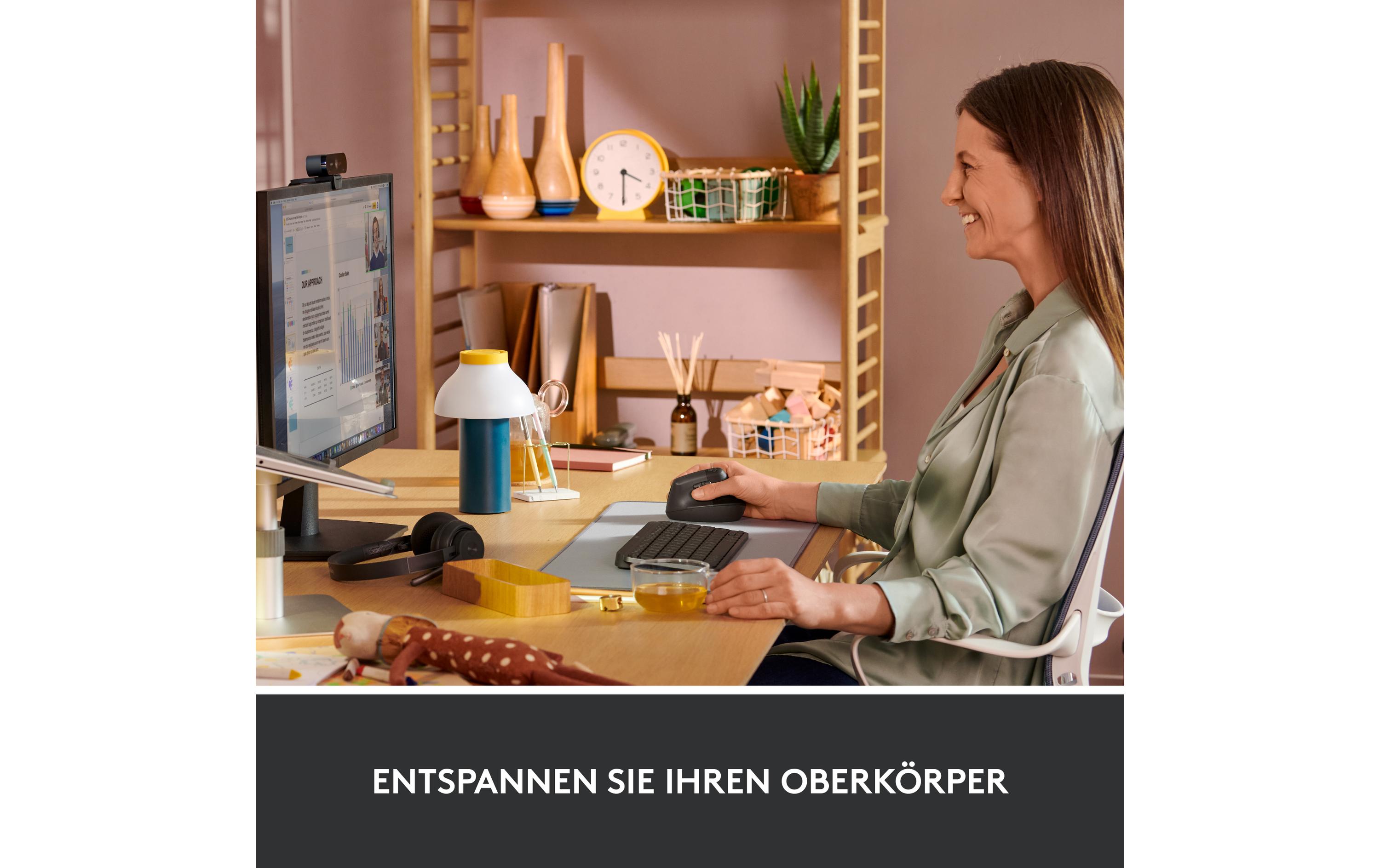 Ergonomische Maus Lift GraphiteKomfortable ergonomische Maus mit vertikalem Design für kleine bis mittelgrosse Hände