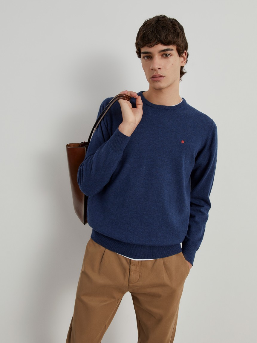 Pullover decote redondo em lã