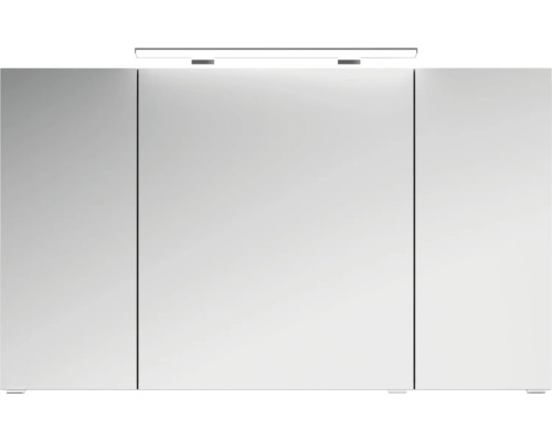 Badkamermeubelset Pelipal Serie 4010, afmetingen (B x H x D): 120,5 x 200 x 48 cm, fronten in grafietstructuur, 4-delige badkamermeubelset inclusief witte keramische wastafel, keramische badmeubel en spiegelkast met LED-verlichting.