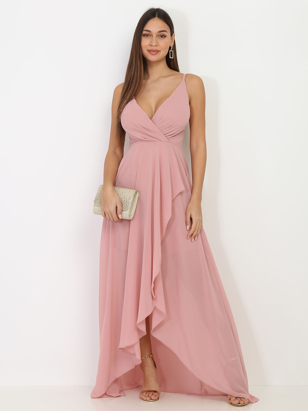 Robe de soirée longue- Vieux rose