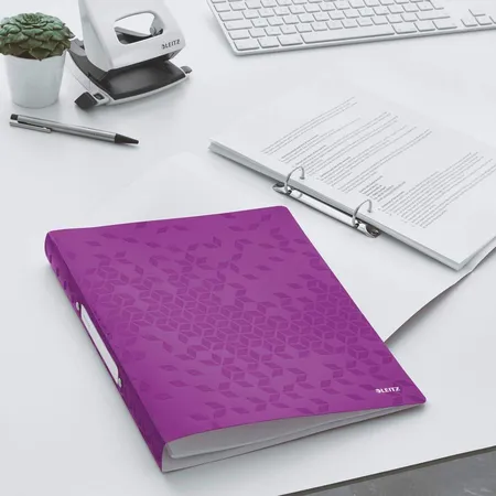 Leitz WOW Ringbuch, A4, PP, 25 mm Ringdurchmesser, 2 Rund-Ring Mechanik, Violett Metallic