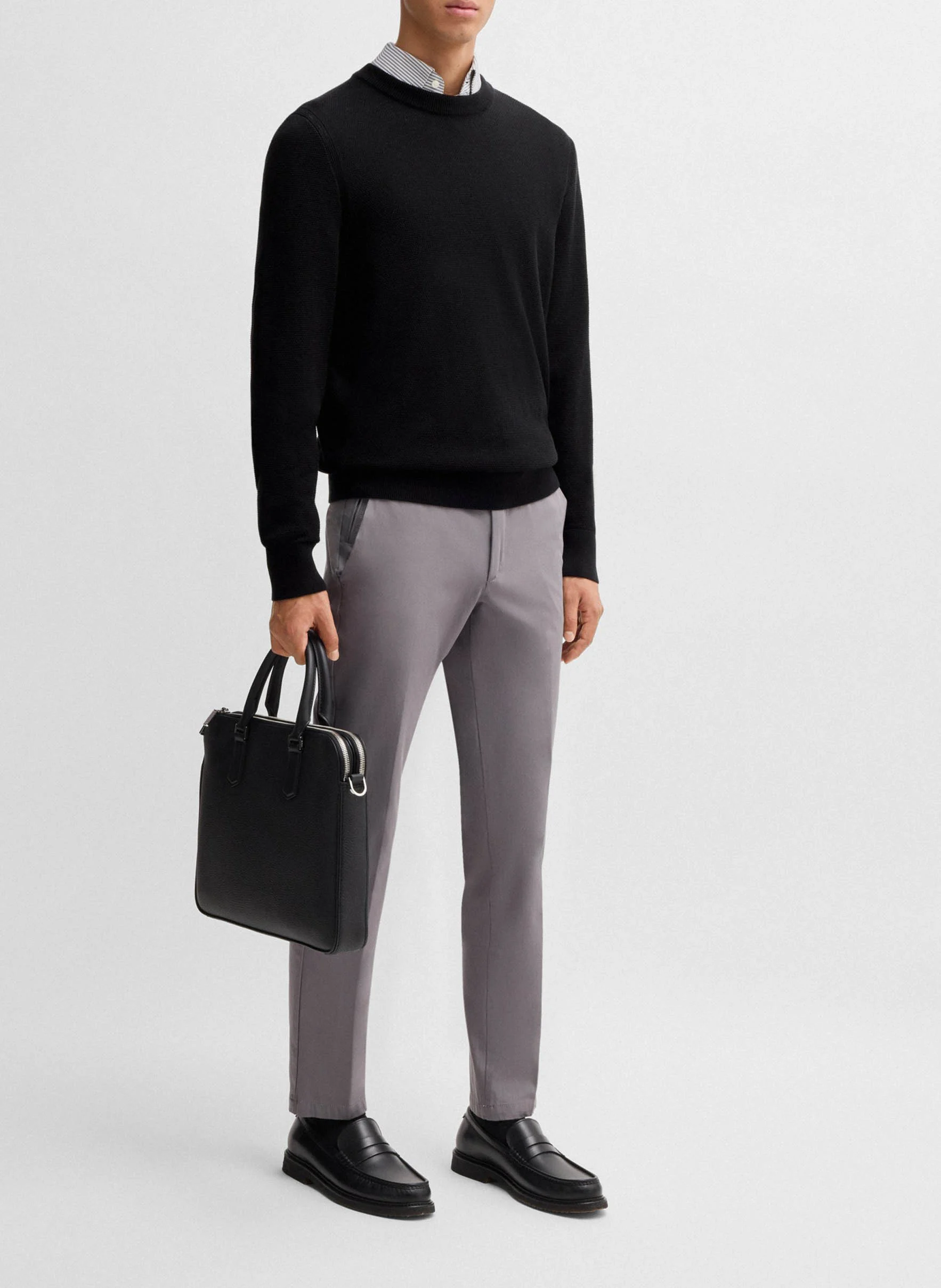 Pull col rond en coton | Noir