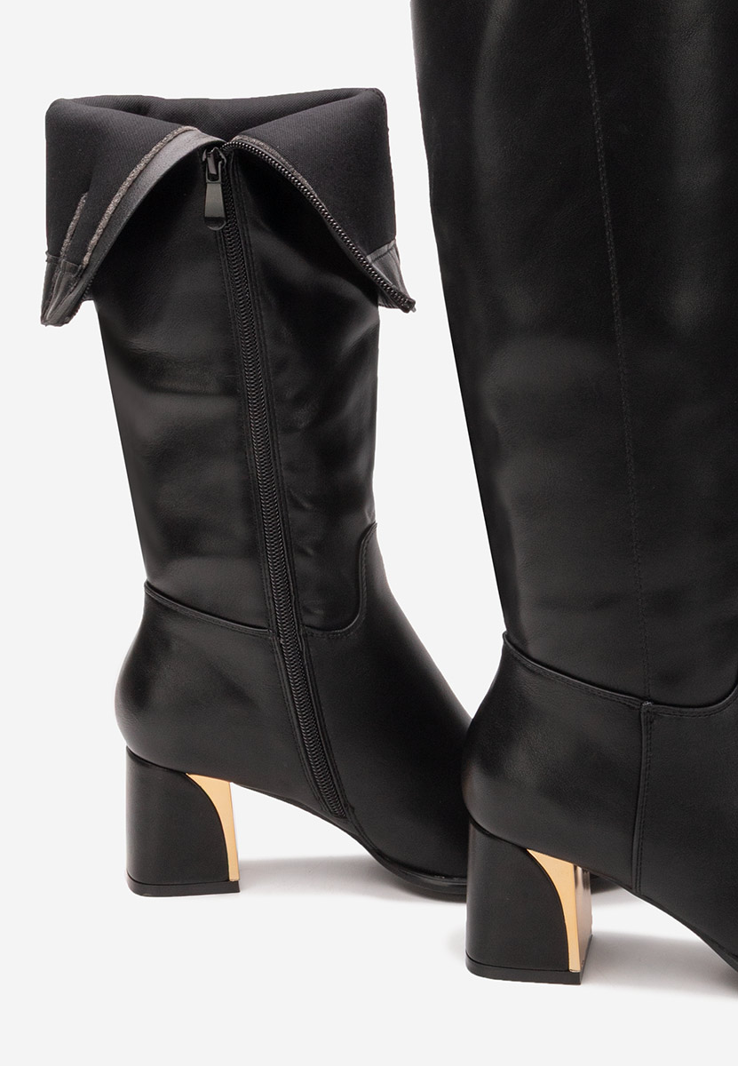 Bottes à talon carré noires Softina