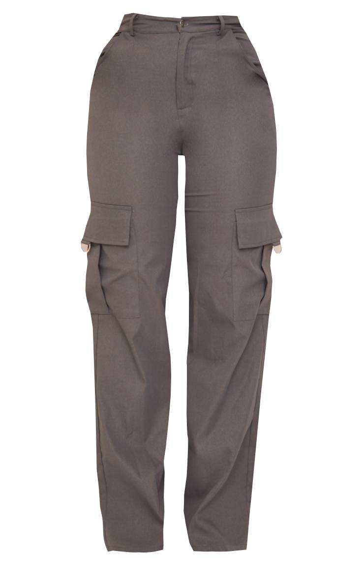 Charbon Prettylittlething Shape Pantalon Cargo Large À Détail Boucle