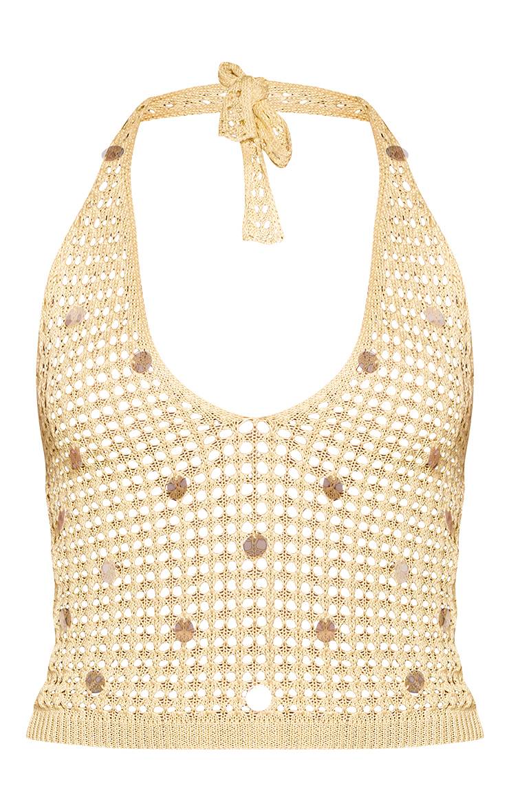 Citron Haut Dos Nu En Maille À Sequins