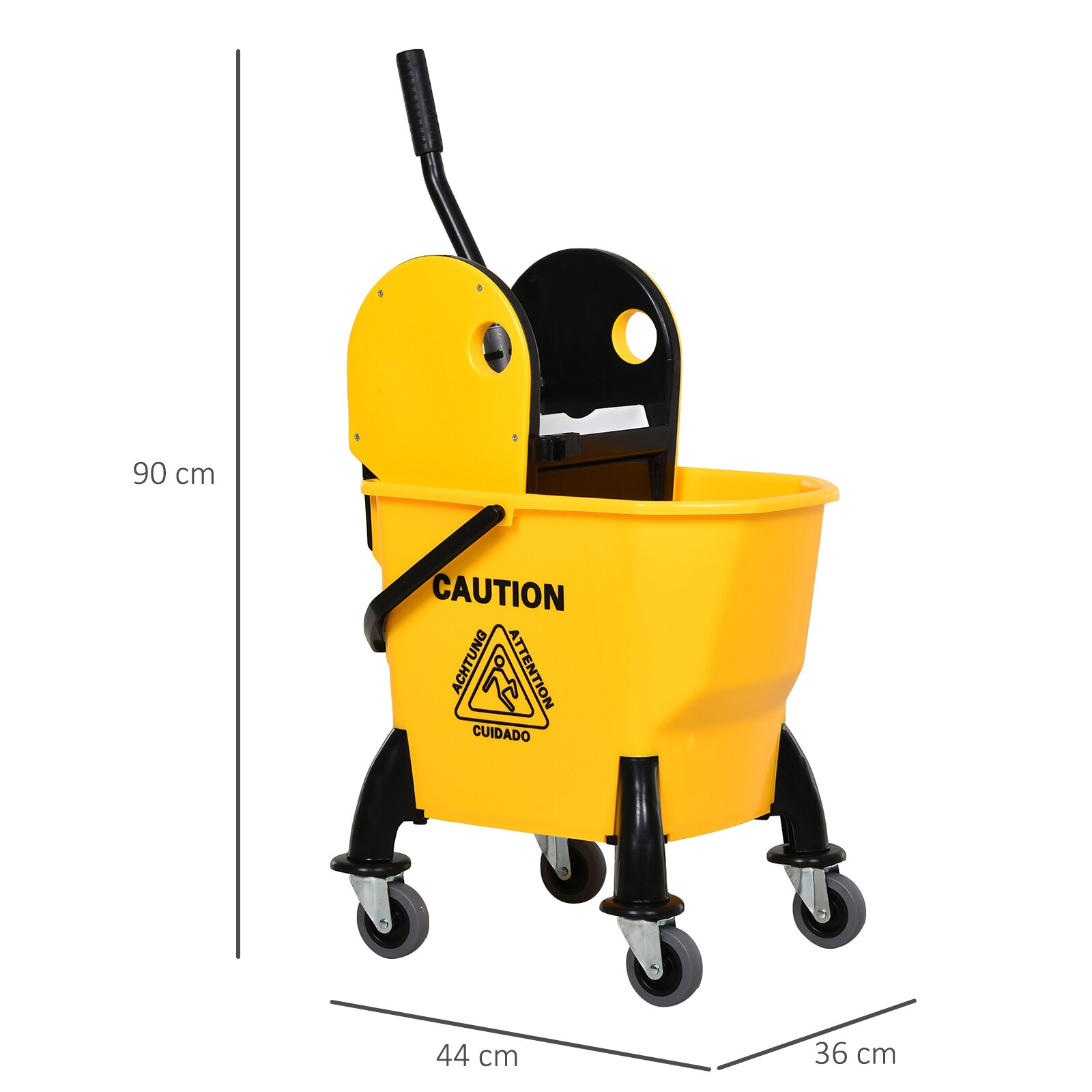HOMCOM Wischwagen mit Auswringvorrichtung gelb 44 x 36 x 90 cm (LxBxH)