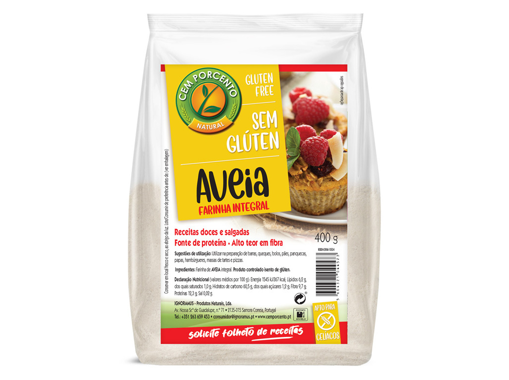 FARINHA DE AVEIA CEM PORCENTO SEM GLÚTEN 400 G