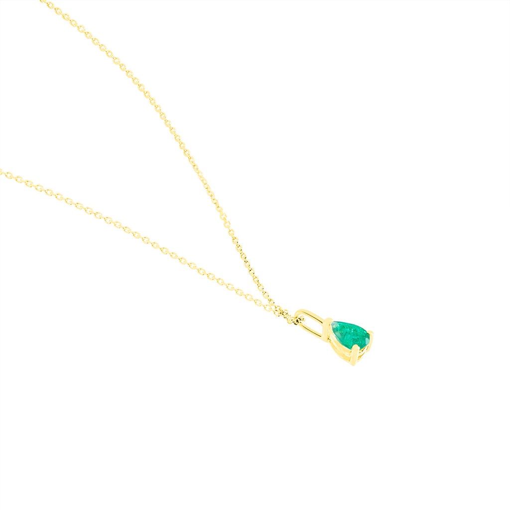 Collier Goutte Or Jaune Emeraude