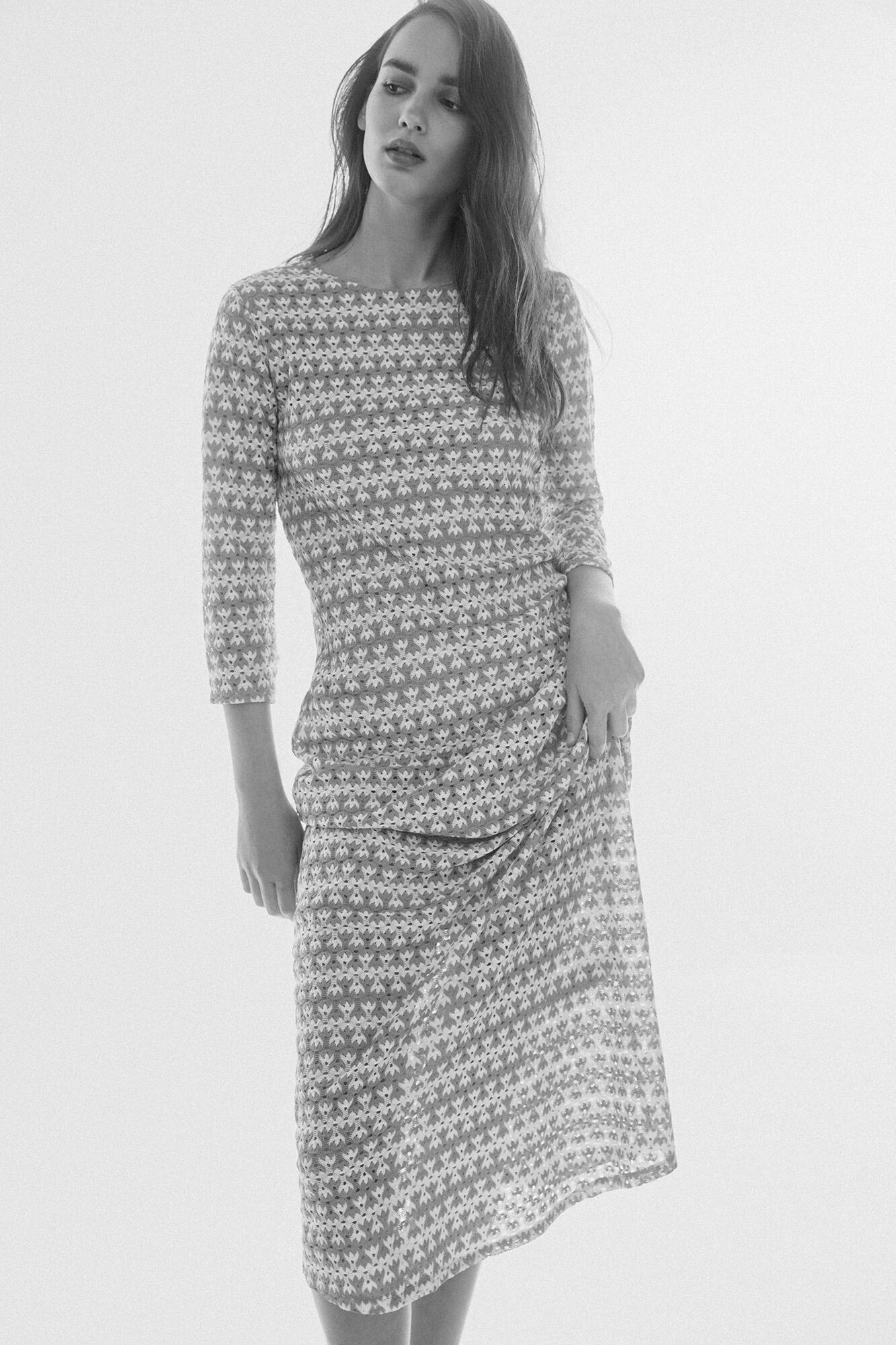 Vestido de renda tricotada - Estampa amarela