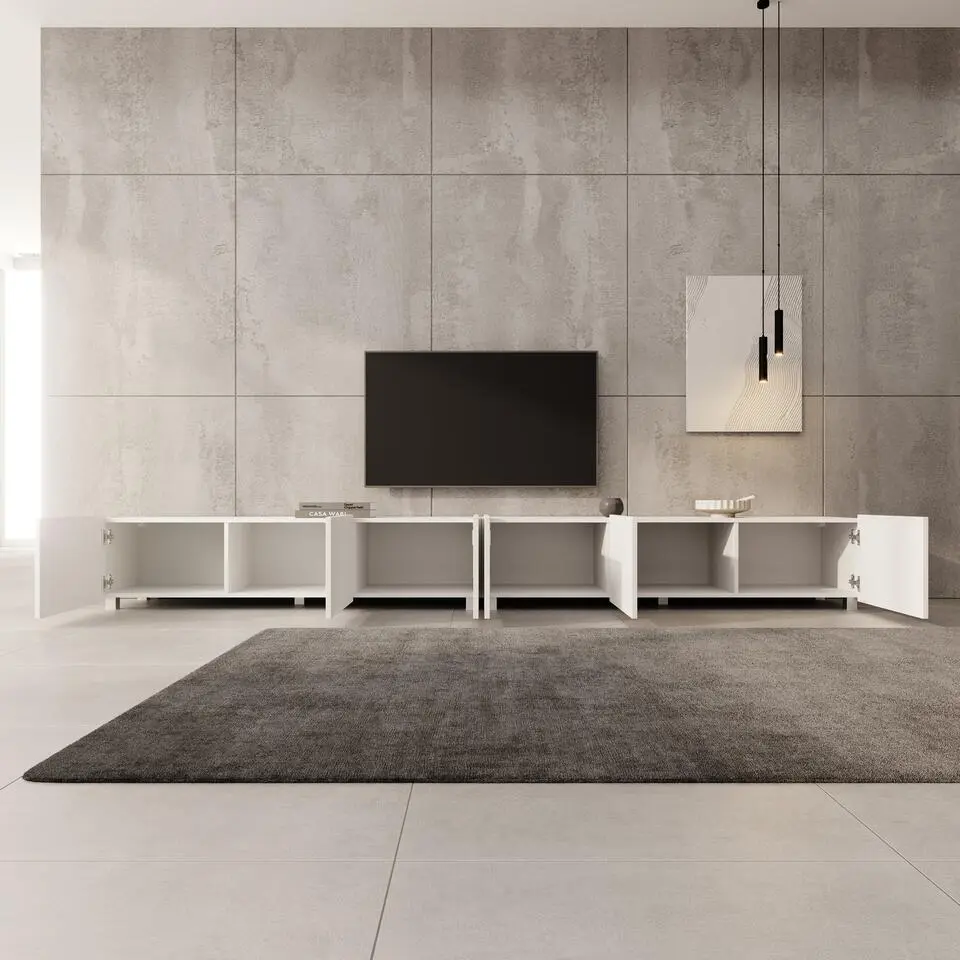 Meubella - TV-Meubel Kenderes - Wit - 300 cm