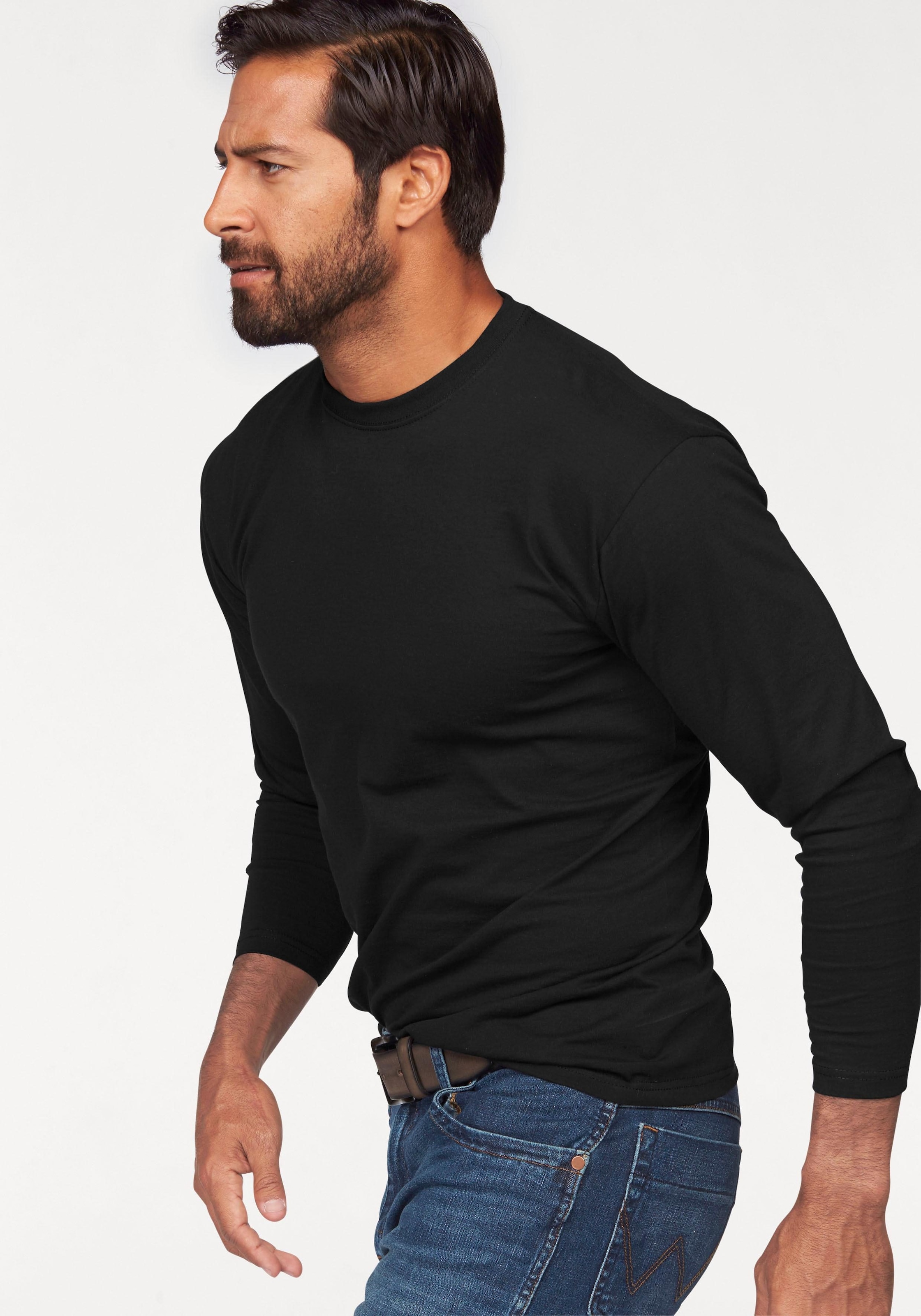 Fruit of the Loom Langarmshirt, 2 Stk. aus reiner Baumwolle, 2-er Pack