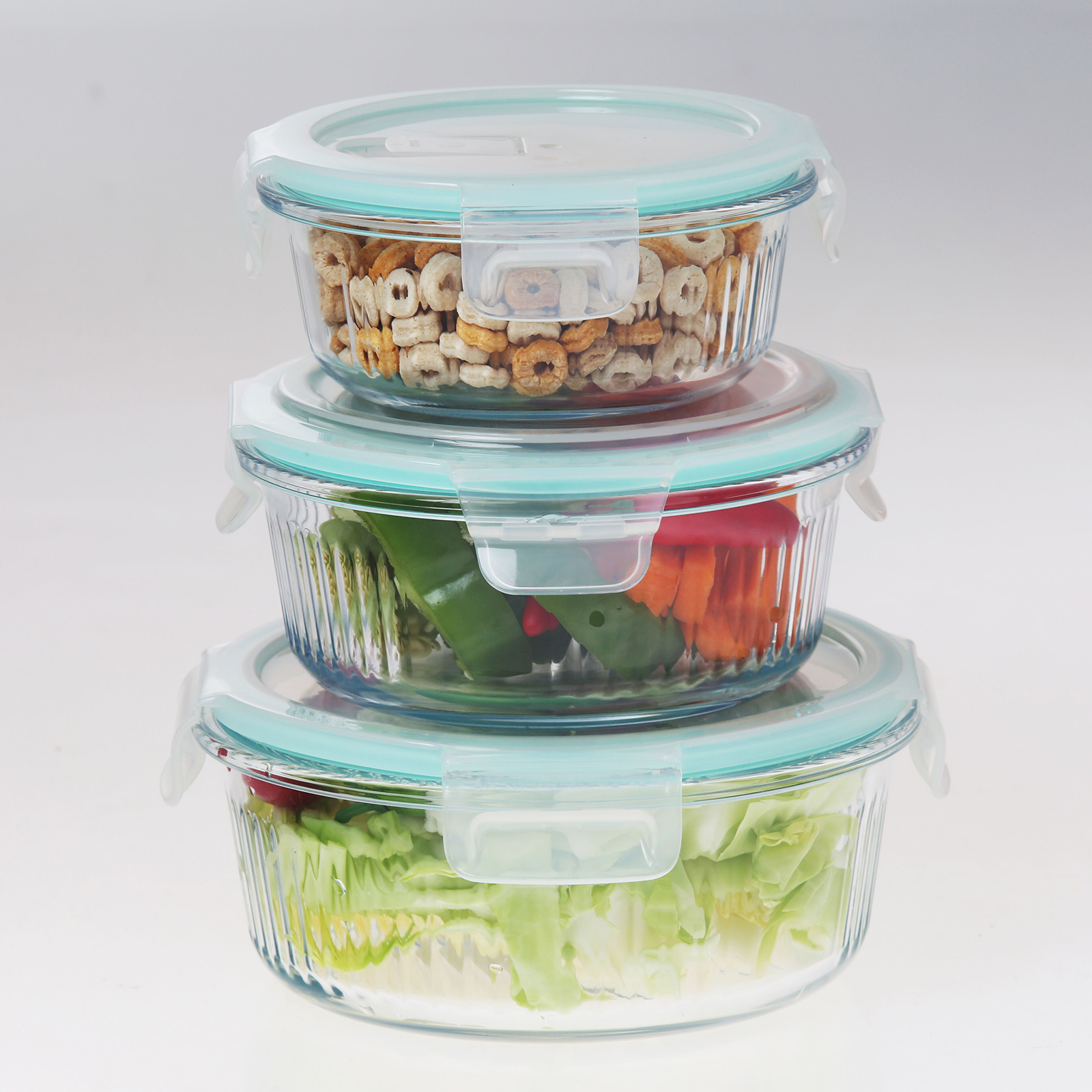3-teiliges Set Frischhaltedosen - transparent-blau